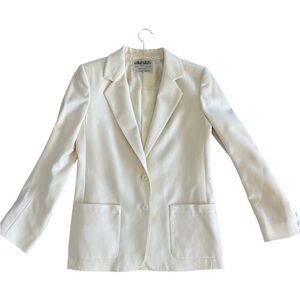 Jaeger London Wool Blazer 6 Ivory Made in Great Britain Tailored Classic Jacket